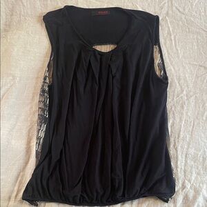 Chic Black Sleeveless Blouse, sheer back